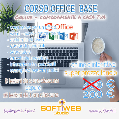 Corso Office Base - SOFTIWEB Studio - Digitalizzati in 7 giorni - www.softiweb.it - software - infomarketing - web